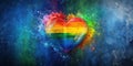 Rainbow heart explosion on textured background a vibrant symbol of love and diversity. Generative AI Royalty Free Stock Photo