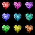 Rainbow heart fireworks