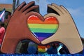 Rainbow Heart in Hands Royalty Free Stock Photo