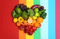 Rainbow heart made of fruits and vegetables Royalty Free Stock Photo