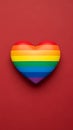Rainbow heart on red background symbol Royalty Free Stock Photo