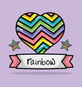 Rainbow in heart shape with ribbon and stars Royalty Free Stock Photo