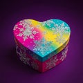 Rainbow Heart-Shaped Box with Snowflakes Royalty Free Stock Photo