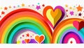 a rainbow heart star sun cartoon nursery art card shape love craft fantasy sticker paper cutout poster happy colorful drawing Royalty Free Stock Photo