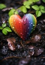 a rainbow heart with water drops on it Royalty Free Stock Photo