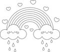 Rainbow with hearts, valentine\'s day coloring page for kids Royalty Free Stock Photo