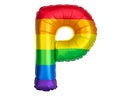 Rainbow Helium balloon. Letter P. Rainbow flag symbol gays and lesbians LGBT, LGBTQ Pride. Rainbow colors