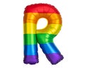 Rainbow Helium balloon. Letter R. Rainbow flag symbol gays and lesbians LGBT, LGBTQ Pride. Rainbow colors