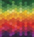 Rainbow hexagon grid design, Colorful honeycomb pattern backdrop, Digital hexagonal art texture, Abstract gradient hexagon pattern Royalty Free Stock Photo