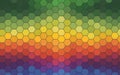 Rainbow hexagon grid design, Colorful honeycomb pattern backdrop, Digital hexagonal art texture, Abstract gradient hexagon pattern Royalty Free Stock Photo