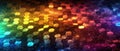 Rainbow hexagonal polygon. Gray geometric triangular polygonal. Abstract mosaic background. Generative AI.