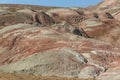 Rainbow hills of Khizi, landscape red mountains. Xizi, Azerbaijan.