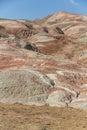 Rainbow hills of Khizi, landscape red mountains. Xizi, Azerbaijan. Royalty Free Stock Photo