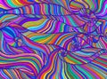 Rainbow hippie trippy psychedelic style colorful waves. Fantastic art with decorative texture. Royalty Free Stock Photo