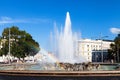 Rainbow at Hochstrahlbrunnen fountain in sunny day Royalty Free Stock Photo