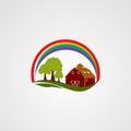 Rainbow home farm logo vector, icon, element, and template for company