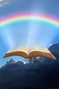 Rainbow of hope bible Royalty Free Stock Photo