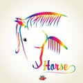 Rainbow horse design emblem logo image vector template Royalty Free Stock Photo