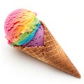 Rainbow ice cream cone scoop isolated on transparent background Royalty Free Stock Photo
