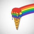 Rainbow Ice Cream cone vector illustration with paper art style Royalty Free Stock Photo