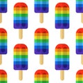 Rainbow ice cream seamless doodle pattern, vector illustration Royalty Free Stock Photo