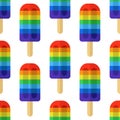 Rainbow ice cream seamless doodle pattern, vector illustration Royalty Free Stock Photo