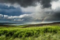A rainbow on Ilkley moor. Yorkshire Royalty Free Stock Photo