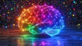 Rainbow Illuminated Brain Network Displaying Neural Connections