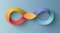 Rainbow infinity symbol on blue background for autism awareness and neurodiversity