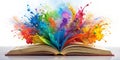 Rainbow Ink Explodes from Open Book A Creative Concept Royalty Free Stock Photo