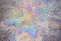 Rainbow iridescence from oil spill Royalty Free Stock Photo