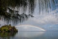 Rainbow and Island in the Republic of Palau Royalty Free Stock Photo