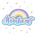 Rainbow hand drwan lettering isolated on background. Royalty Free Stock Photo