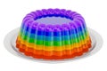 Rainbow Jelly on a plate, 3D rendering