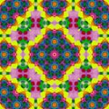 Rainbow kaleidoscope design for square pocket, shawl, textile. Paisley floral pattern. Royalty Free Stock Photo