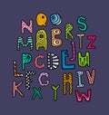 Rainbow kids decorative font crazy letters hand drawn illustration alphabet