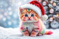 A Rainbow Kitten In The Snow At 12-1-2024 Royalty Free Stock Photo