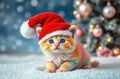 A Rainbow Kitten In The Snow At 12-1-2024 Royalty Free Stock Photo