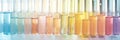 Rainbow Laboratory Test Tubes, Blurred Background, Color Laboratory Test Tubes on Rack, Research Lab Royalty Free Stock Photo