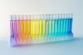 Rainbow Laboratory Test Tubes, Blurred Background, Color Laboratory Test Tubes on Rack, Research Lab Royalty Free Stock Photo