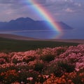 Rainbow lake spectacular natural phenomenon is illustrated in this image