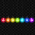 Rainbow Lamp Shine on Transparent Background Vector Radiant Lampbulbs Halo