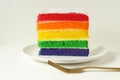 Rainbow  layered cake slice Royalty Free Stock Photo