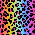 Rainbow leopard vector seamless pattern. Neon gradient Royalty Free Stock Photo