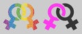 Rainbow Lesbian symbol Collage Icon of Round Dots