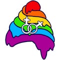 Rainbow lesbian symbol on white isolated backdrop Royalty Free Stock Photo