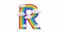 Rainbow Letter R with Clouds and Rain Royalty Free Stock Photo