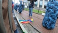 Rainbow LGBT flag at a rally in Russia
