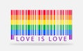 Rainbow LGBT pride barcode creative colorful artwork. Love is love Royalty Free Stock Photo