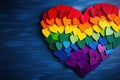 Rainbow LGBT Pride Heart, Valentine's Day. Generative AI Royalty Free Stock Photo